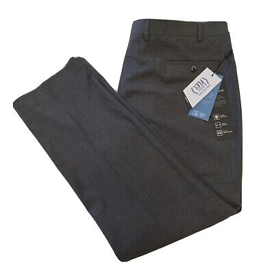 NWT Mens Van Heusen Gray Dress Pants 40 x 30 Slim Fit Cool Flex Flat Front Slack