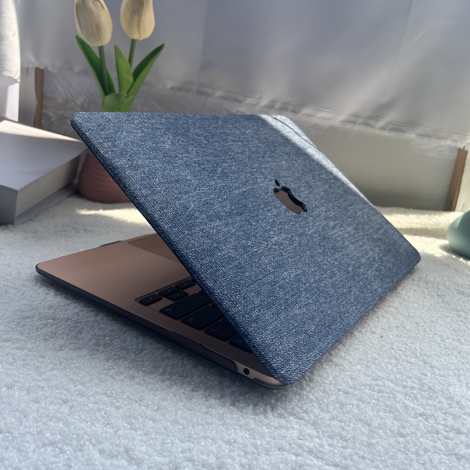 Woven Denim PU Leather Shell Case For Macbook Neo 13 M5 Air 15