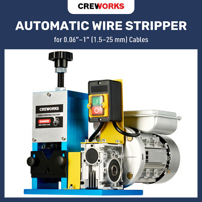 CREWORKS Portable Powered Electric Wire Stripping Machine 1/4HP Cable Stripper
