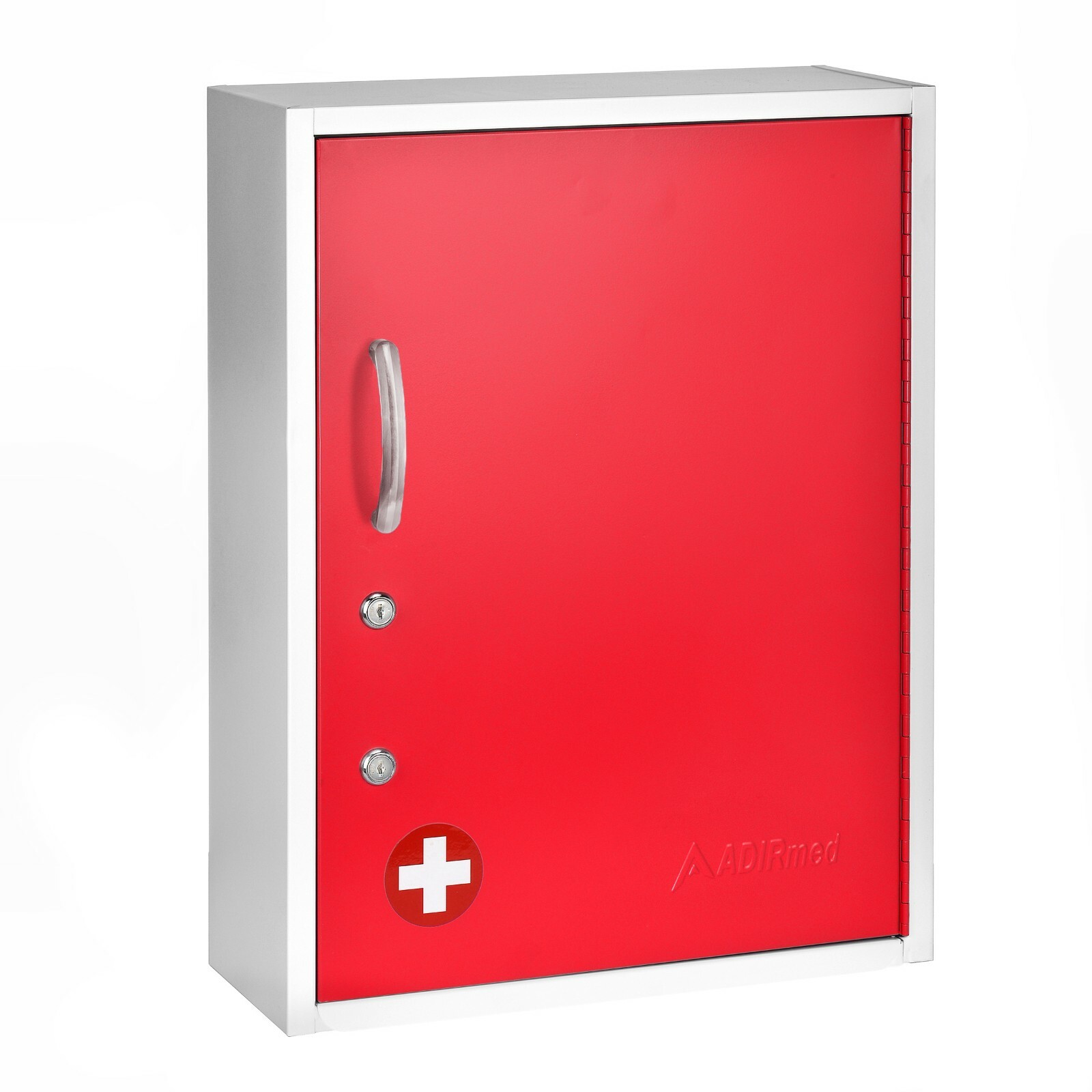 Adirmed Red Steel Dual Lock Commercial Medicine Cabinet With