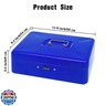 Steel Cash Box with Combination Lock, Metal Small Money Organizer with Removable Money Tray,Cash Storage Box with Lockable Cover (Blue- 11.8