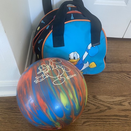 Vintage Disney Donald Duck Bowling Ball 12LB Brunswick w/matching bag Josh