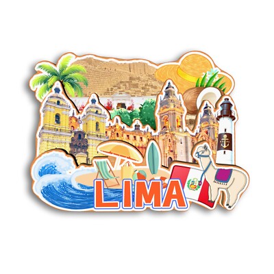 Lima Peru Refrigerator magnet 3D travel souvenirs wood craft
