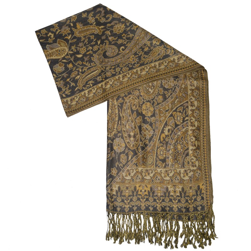 Pashmina Style Zweiseitiger Schal Schleier Dupatta Stola Paisley Gewebt S27.11