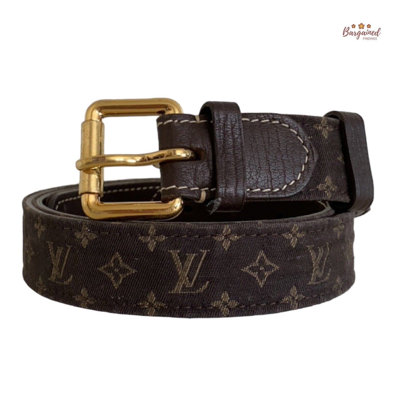 LOUIS VUITTON ブラウンベルト箱付き 90/36 Authentic Louis Vuitton Brown Monogram Mini Lin Canvas