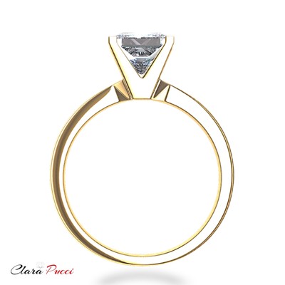 Pre-owned Pucci 3ct Princess Cut Classic Simulated Engagement Promise Ring 14k Yellow Solid Gold In White/colorless