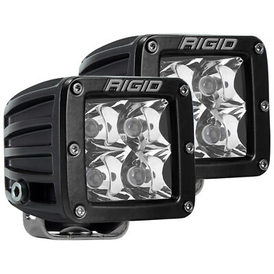 Rigid 202213 D-Series PRO Spot White Square LED Lights Pair Kit Black Aluminum