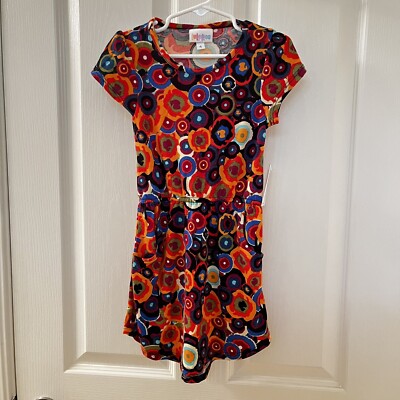 Lularoe Mae Dress Geometric Circles Retro Girls Size 4 NWT