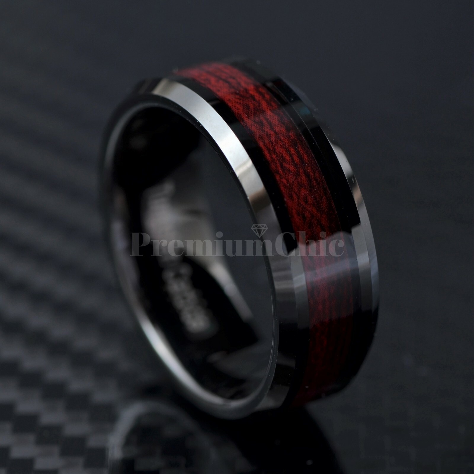 tungsten carbide wood inlay rings