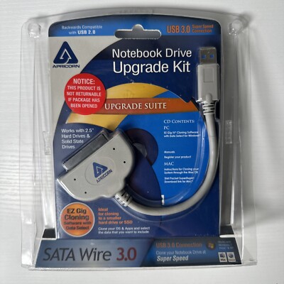 New Apricon ASW-USB3-25 SATA Wire 3.0 Hard Drive Upgrade Kit PC & Mac