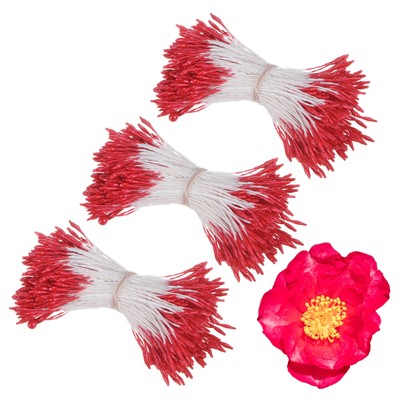 1080 Pack Double Heads Flower Stamen-1mm Flower Pistil for DIY(Red)