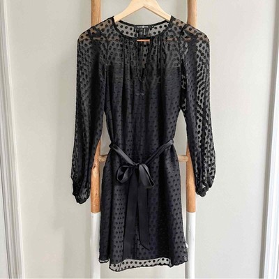 [alice & trixie] swiss polka dot burnout long sleeve dress black XS