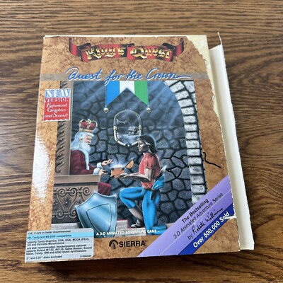KING S QUEST 1 Quest For The Crown Box PC MS-DOS 1990 Enhanced 3.5'' & 5.25 