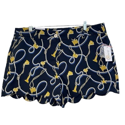 Crown & Ivy Shelby Scallop Navy Shorts NWT Size 16