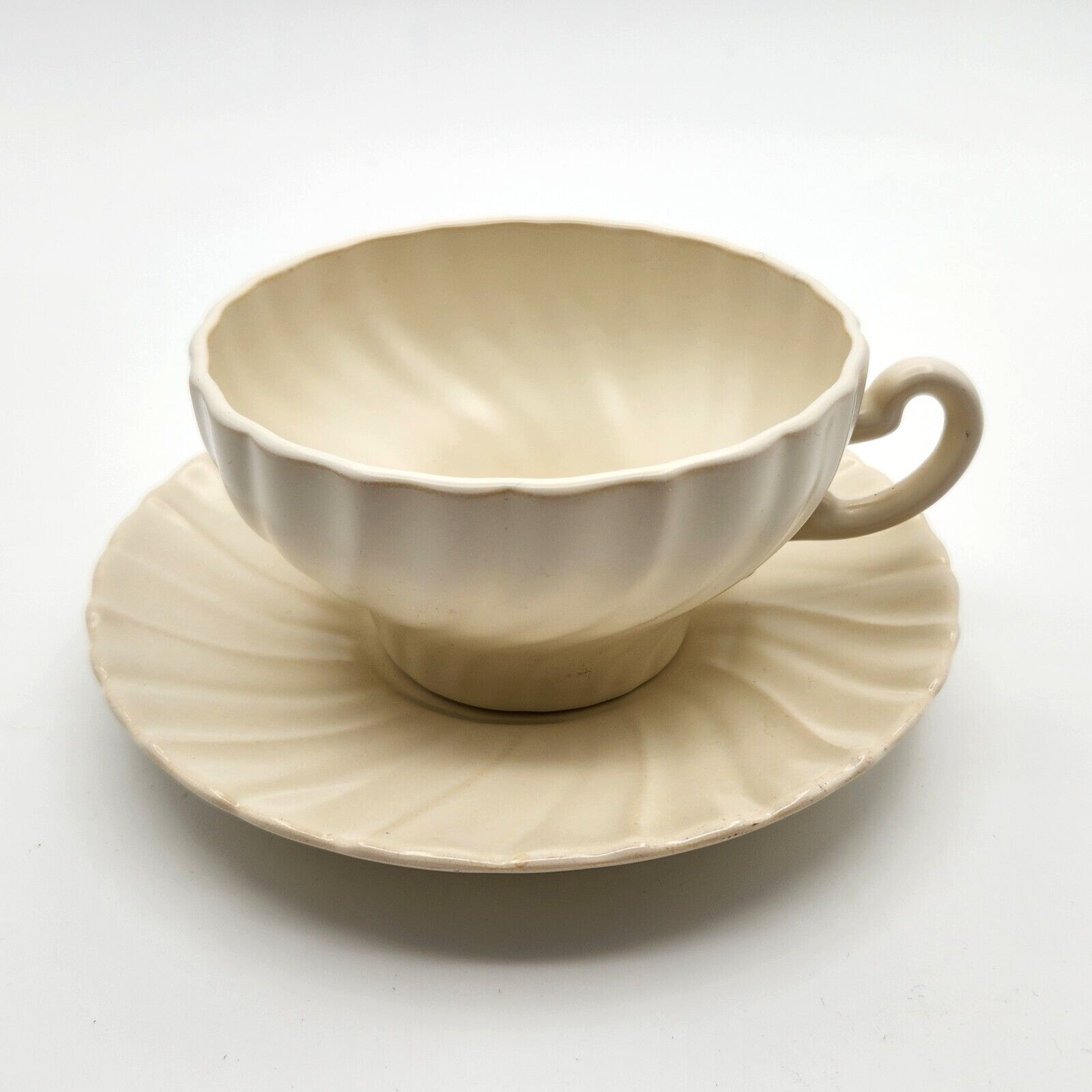 Vintage Franciscan Ware White Coronado Swirl Matte Coffee Tea Cup and Saucer Set