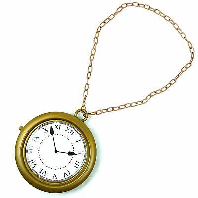 Skeleteen Jumbo Gold Clock Necklace - White Rabbit Clock, Hip Hop Rapper Clock