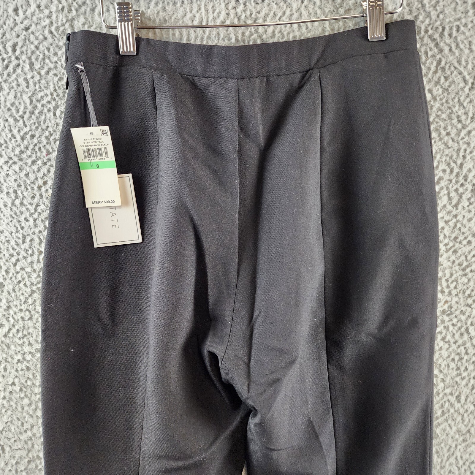 1.STATE Straight Leg Front Slit Ankle Pants Women's 8 Rich Black Pull On Style - Picture 7 of 13