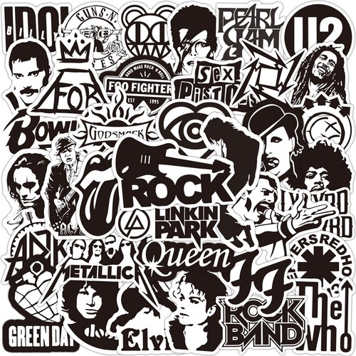  50PCS Rock Band Stickers, Rock N Roll Stickers Waterproof  Vinyl Rock Stickers For Water Bottle Laptop Skateboard For Teens Adults,  Heavy Metal Stickers