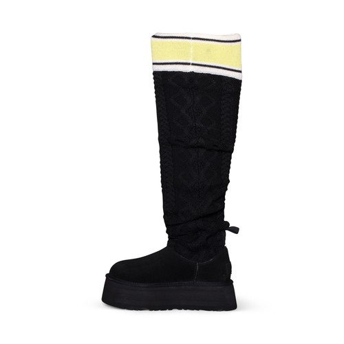 Pre-owned Ugg Classic Sweater Letter Tall Black Sheepskin Women's Boots Size Us 8/uk 6