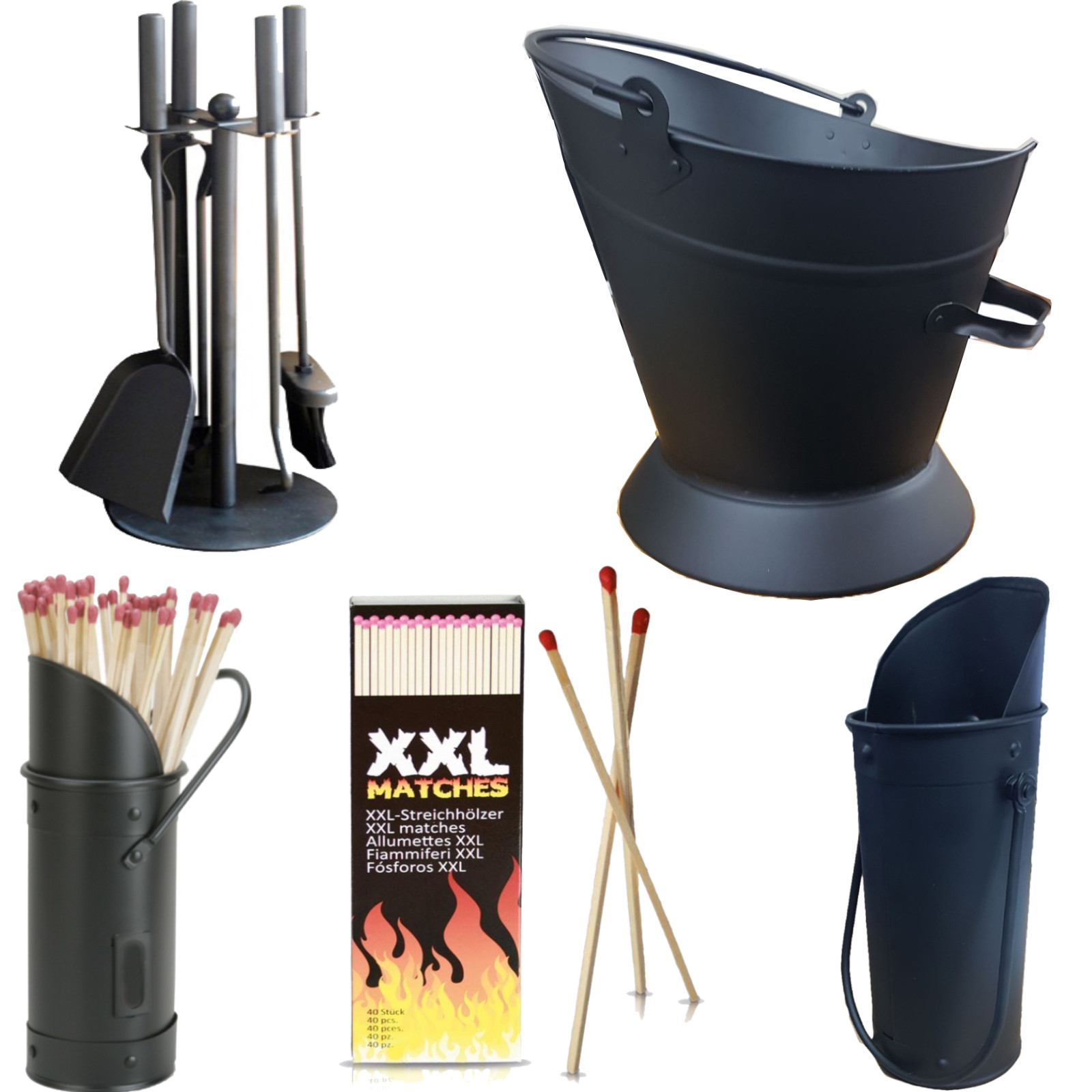 Ash Boxes DIY & Tools Fireside BLACK Ash Carrier Galvanised Metal Hot Tidy Box Container