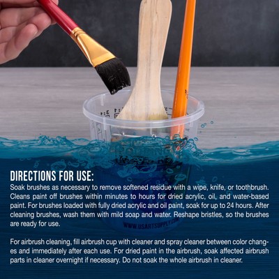 4 oz Brush Cleaner, Restorer, Clean Dried Paint Brushes, Airbrushes, Acrylic Oil