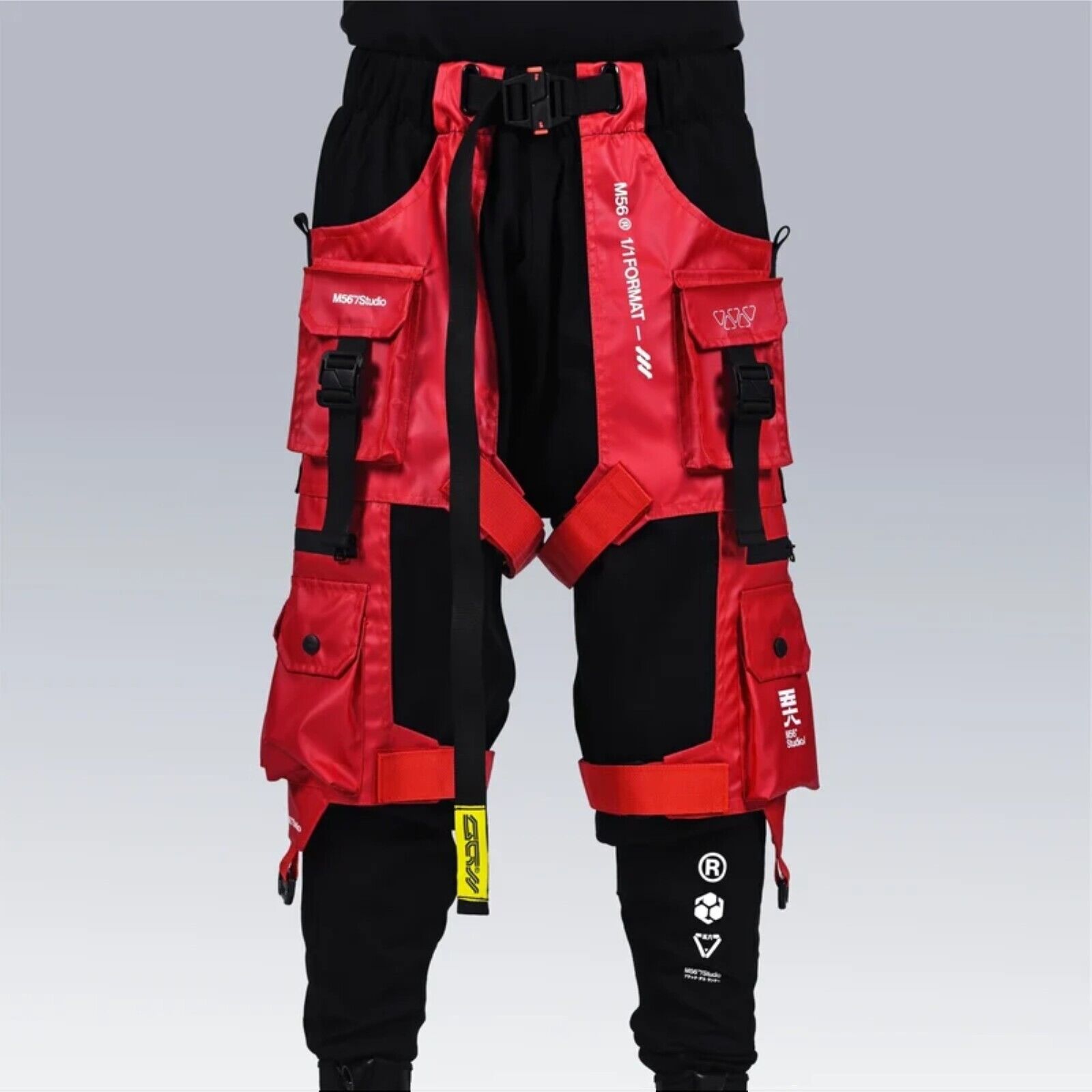 Men's Red Streetwear Techwear Heavy Cargo Trouser Pants Men's Red Streetwear Techwear Heavy Cargo Trouser Pants