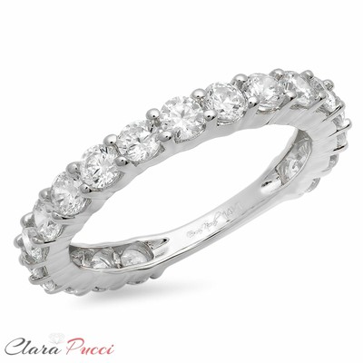 Pre-owned Pucci 2.20ct Round Cut Vvs1 19-stone Engagement Wedding Ring Band Solid 14k White Gold In White/colorless