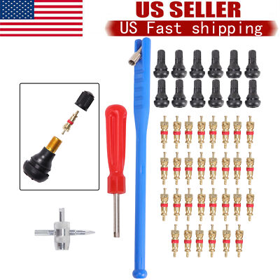 43x Kit Valve Stem Installation Remover Repair Tool Puller Car Tire Plug Core US