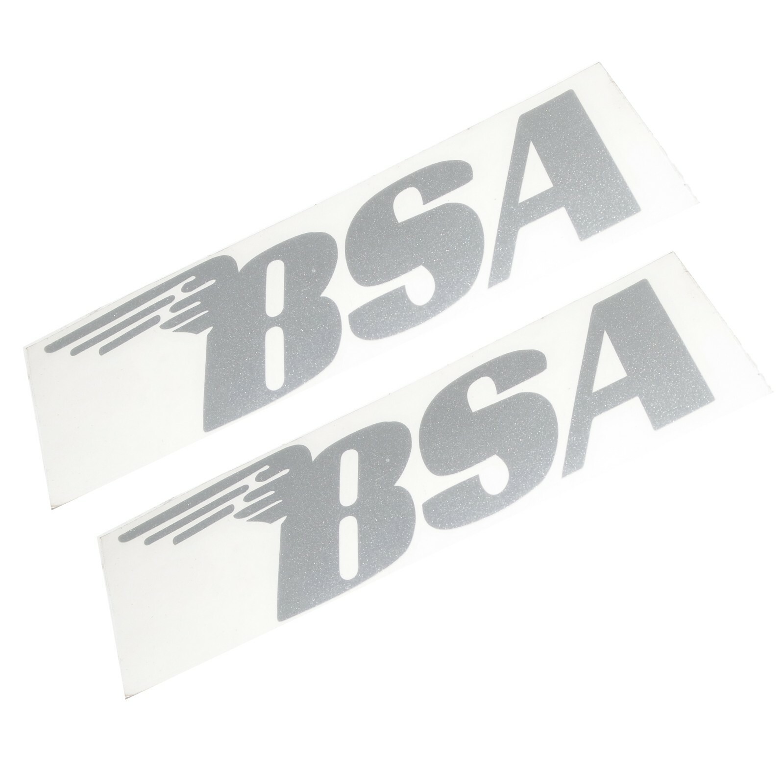 BSA Logo Stickers Decal Silver 114 mm x 38mm A65 A10 B44 B25 A75 x 4 units  