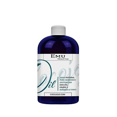 Emu oil 100 Pure organic australian 6 X refined 4 16 32 128 oz hair skin pain