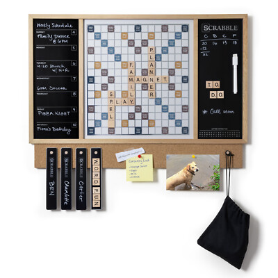 Scrabble Message Center Wall Mounted Game Framed Dry Erase Message Note Board
