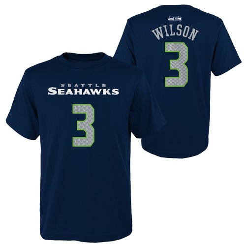 Outerstuff Seattle Seahawks Russell Wilson #3 Молодежная футболка НФЛ с короткими рукавами, синяя