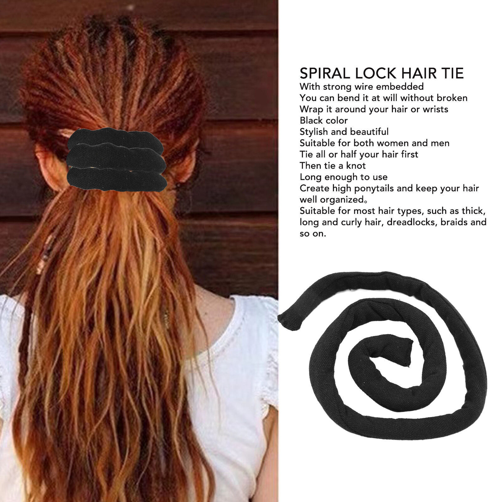 Spiral Lock Hair Tie Dreadlock Accessories Adjustable Secure Hold for Women Men Amazon.com : Hanaive 2 Pcs Spiral Lock Hair Tie Dreadlock  main image 3