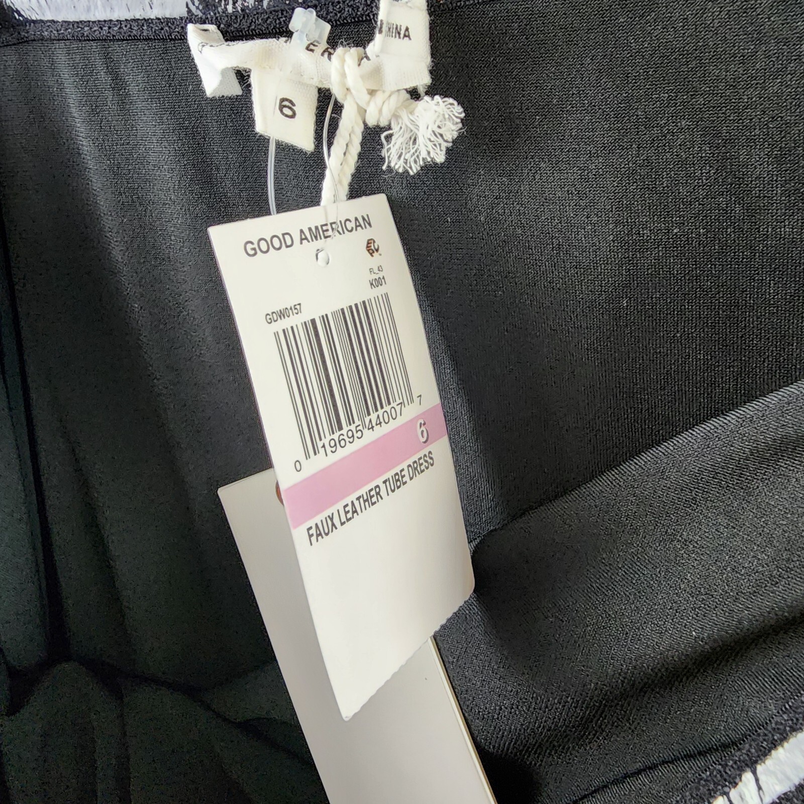 Good American Faux Leather Tube Mini Dress Women's 6 Black Side Zip Closure - Picture 9 of 13