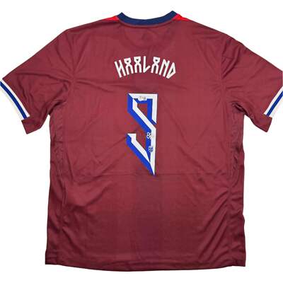 Autographed/Signed Erling Haaland Norway Maroon Soccer Futbol Jersey