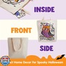 JOYIN 3PCS 13.75” Large Halloween Tote Treat Bags for Trick or Treating, Halloween Goodie Candy Bags, Reusable White Canvas Gift Bag for Kids Party Favor Supplies, Snack Grocery Tote with Handles