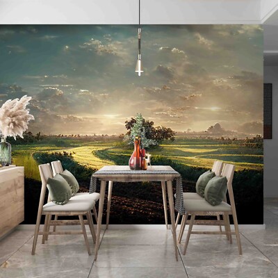 3D Sky Cloud Sunbeam Grass Self-adhesive Removable Wallpaper Murals Wall 124