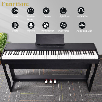 88 Keys Full Weighted Keyboards Digital Piano with Furniture Stand Power Adapter