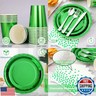 Gudvilla Green Party Decorations, 168 Pcs Green Paper Plates and Napkins Party Supplies, Birthday Plates Serve 24, for Birthday Baby Shower Graduation Father's Day