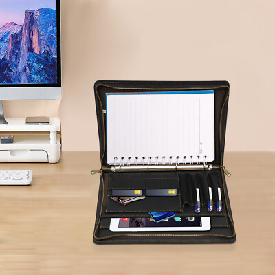 Padfolio Business Leather Portfolio Zippered Notebook Binder Organizer Office  