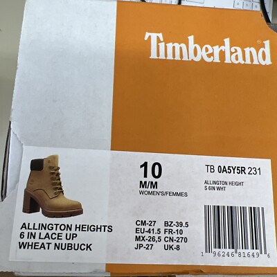 Timberland Women's Allington Heights Wheat Nubuck Ankle Boots Size 10 (0A5Y5R)