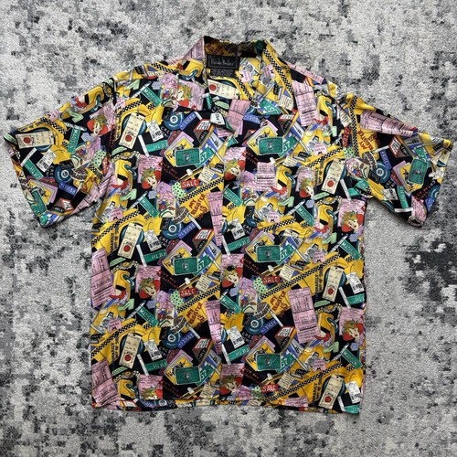 Vintage Nicole Miller 1991 Silk Shirt All Over Print LA