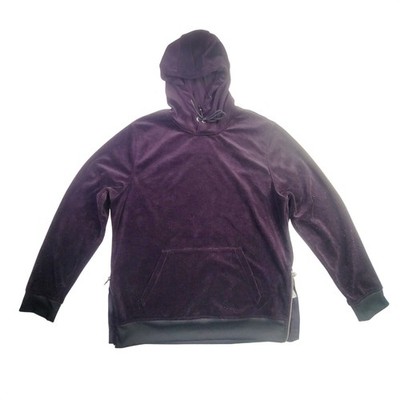 INC Men's Large Purple Velour Hoodie Side Zip Pullover Sweatshirt  P37