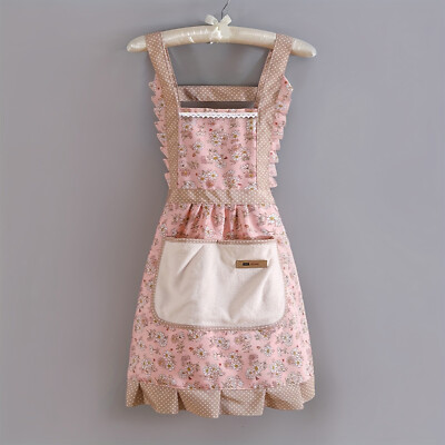 Pinafore Apron Dress for Women, Cute Floral Chef Aprons with Pockets for Cooking