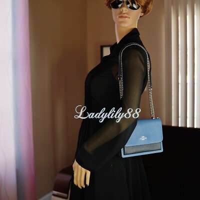 NWT Coach CF376 Mini Klare Crossbody Crossgrain Leather Sky Blue Multi $328