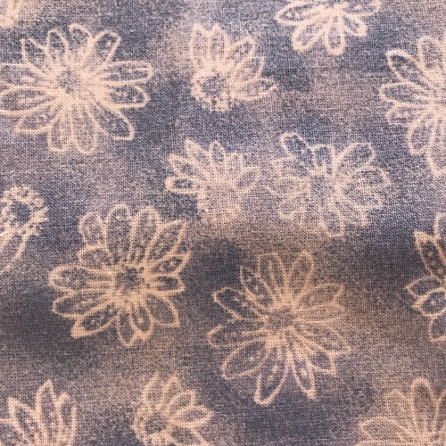 Cotton Fabric Blue Floral 1 3/4 Yds Sewing Quilting Crafts