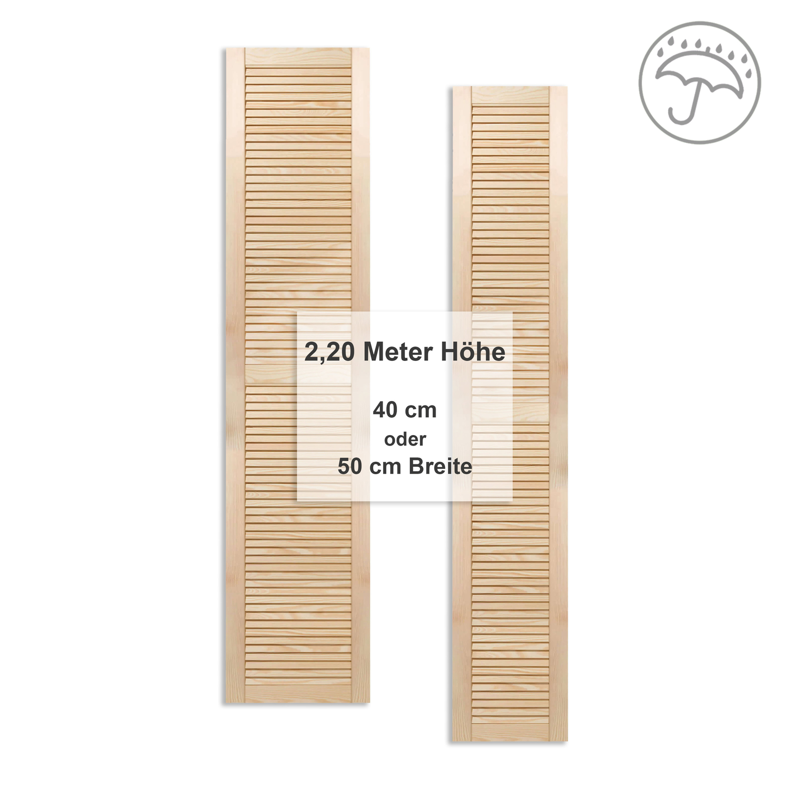 Lamellentüren Außenbereich 2,20m Fensterläden Outdoor Massivholz Garten Außentür