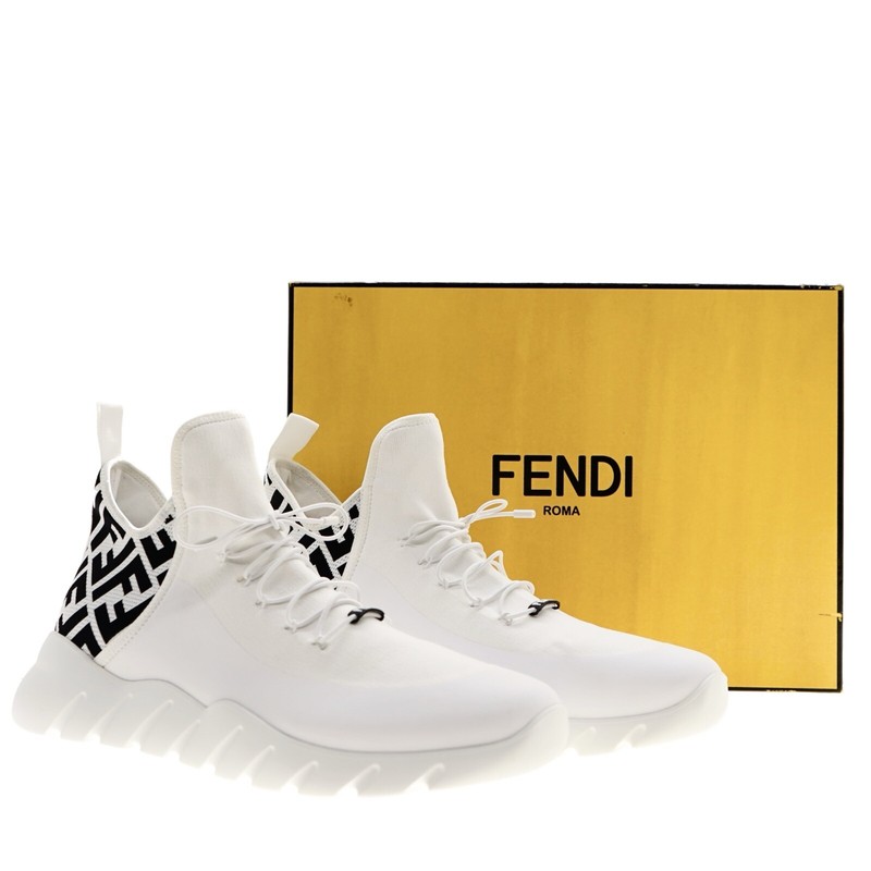 Fendi FF Motif Stretch-Mesh High-Top Sneakers Trainers Size 13 US New
