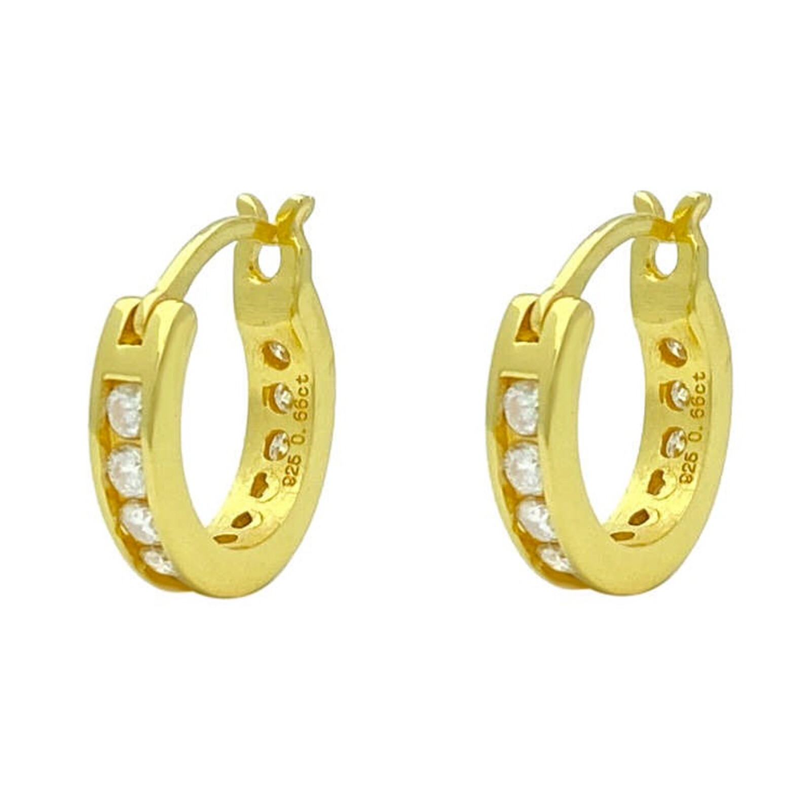 Men's Small Iced Cz Solitaire Gold Plated Sterling Silver