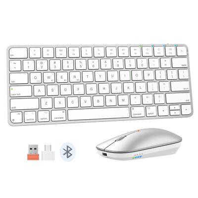 Mac Keyboard and Mouse, Multi Device Bluetooth Wireless Quiet Slim Rechargeab...
